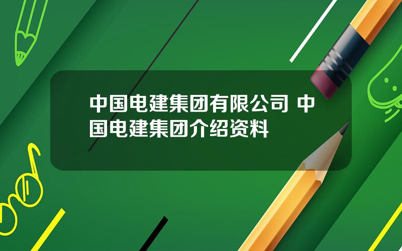 中国电建集团有限公司 中国电建集团介绍资料